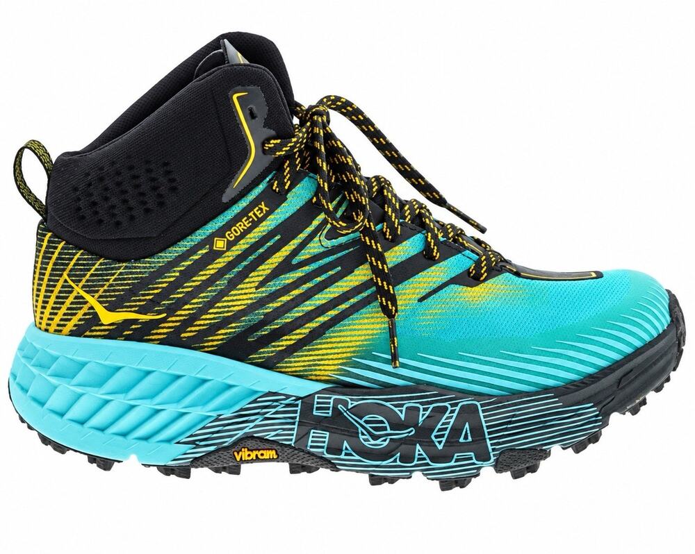 HOKA One One Speedgoat Mid 2 GTX Womens 8 Teal Black Gore-Tex Hiking Trail Shoes